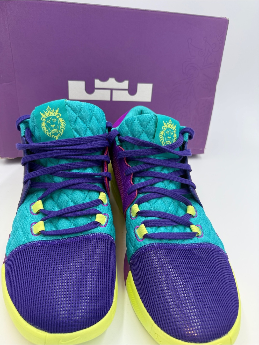 Men's Athletic Shoes in Teal, Purple & Yellow — LeBron